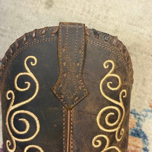 Ariat Kids Brown Leather Swirl Embroidered Western Cowboy Boots 10010256 Size 2 - Picture 11 of 11